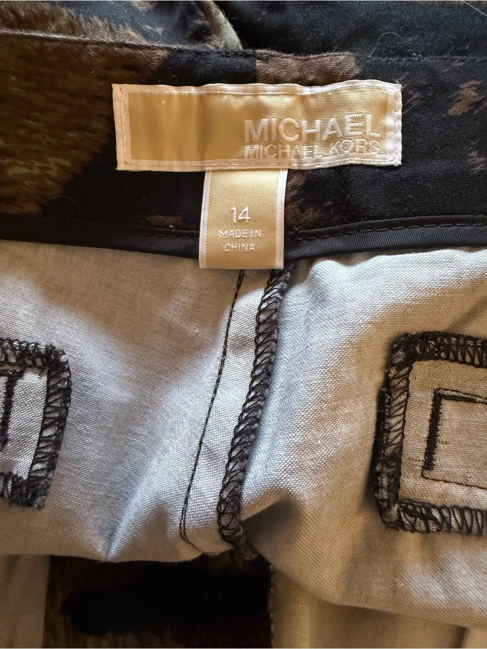 Michael Kors Black & Brown Animal Print Dress Shorts NWOT